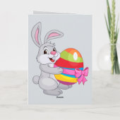 オリジナル イースター ブルー ウサギ グリーティング カード (裏面)