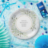 オリジナル ウィンター スノーフレーク グリーン フォリアージ ペーパープレート (パーティー)