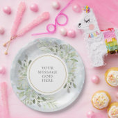 オリジナル ウィンター スノーフレーク グリーン フォリアージ ペーパープレート (パーティー)