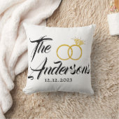 オリジナル ウェディング カップル リング 記念品 名前 日付 クッション (ブランケット)