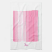 オリジナル ウェディング ギフト ピンク ストライプ ホワイト キッチンタオル (縦)