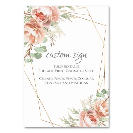 オリジナル ウェディング サイン ブッシュ ローズ テーブルナンバー (正面)