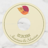 オリジナル ウェディング ネーム 日付 カラフルな 紅葉 ワイングラスタグ (正面)