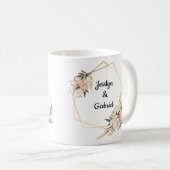 オリジナル ウェディング マグカップ - カスタム名と日付のギフト (正面右)