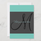 オリジナル ウェディング 招待状 モノグラム/グレー/ターコイズ (裏面)