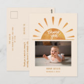 オリジナル ウォーターカラー太陽 カスタム ベビー フォト ベビー シャワー サンクス ポストカード (正面/裏面)