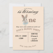 オリジナル ウサギさん 1歳の誕生日パーティー招待状 招待状 (正面)