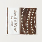 オリジナル ウッド ストリング ライト カスタム ウェディング タペストリー (正面(横))