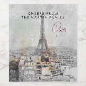 オリジナル エッフェル塔 パリ ワインラベル 個別化 (シングルラベル)