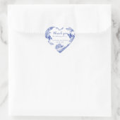 オリジナル エレガント ブルー ホワイト フラワーパターン サンクス ギフト ハートシール (バッグ)