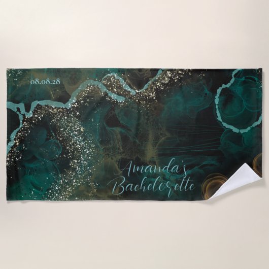 オリジナル カスタマイズ グリッター ロック バチェロレッテ ビーチタオル (正面)