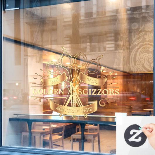 オリジナル カスタマイズ ゴールド バーバー ヘア サロン フロント ウィンドウサイン (カフェ窓)