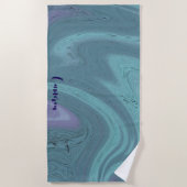 オリジナル カスタマイズ ブルー パープル スワール ブライズメイド ビーチタオル (正面)