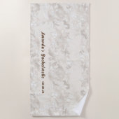 オリジナル カスタマイズ 白 花 バチェロレッテ ビーチタオル (正面)