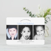 オリジナル カスタマイズ 3枚 写真 誕生日パーティー 招待状 (スタンド正面)