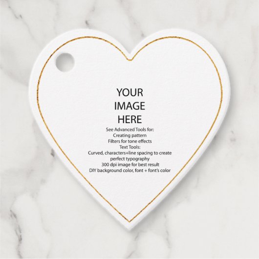 オリジナル カスタム フェイクゴールド トリム, 小さなハートのギフトタグ フェイバータグ (正面)