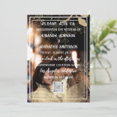 オリジナル カスタム フォト QR コード ブラック ホワイト フラワーリ 招待状 (スタンド正面)