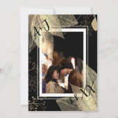 オリジナル カスタム フォト QR コード ブラック ホワイト フラワーリ 招待状 (裏面)