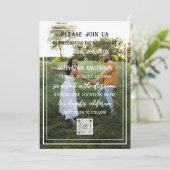 オリジナル カスタム フォト QR コード 額縁 グリーン 招待状 (スタンド正面)