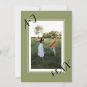 オリジナル カスタム フォト QR コード 額縁 グリーン 招待状 (裏面)