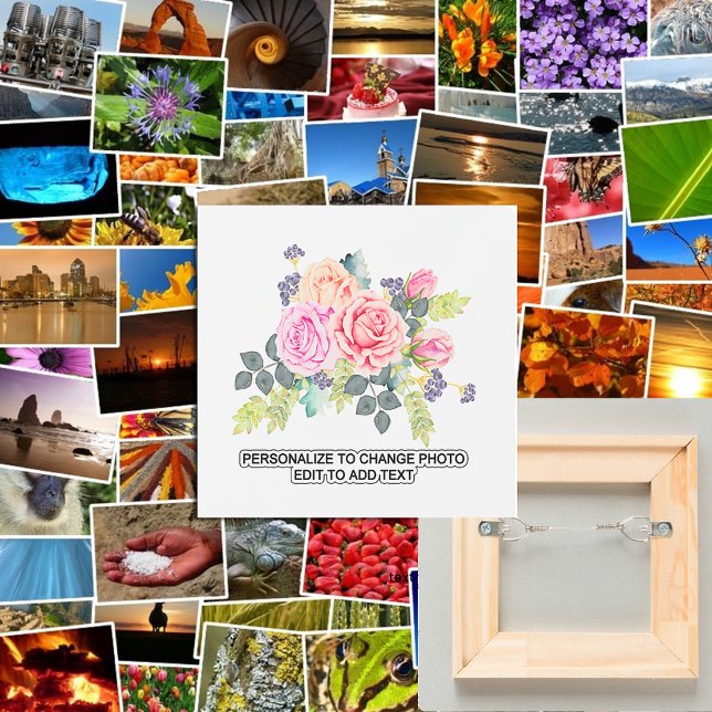 オリジナル カスタム フラワー アートワーク 写真にテキストを追加 メタルプリント (Personalized Custom Floral Artwork Photo Add Text Metal Print)