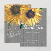オリジナル カスタム ラスティック シック ヒマワリ バーン ウッド サンキューカード (正面/裏面)