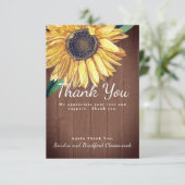 オリジナル カスタム ラスティック シック ヒマワリ バーン ウッド サンキューカード (スタンド正面)