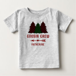 オリジナル カズン 仲間 プライム チェック柄 クリスマス ツリー ベビーTシャツ