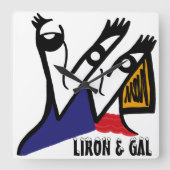 オリジナル カップル キャラクター 四角 壁掛け時計 スクエア壁時計 (正面)