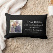 オリジナル カップル フォト 新婚夫婦 名前 日付 ランバークッション (ブランケット)