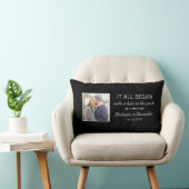 オリジナル カップル フォト 新婚夫婦 名前 日付 ランバークッション (椅子)