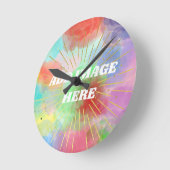 オリジナル カラフル サマー 水彩 雲 ラウンド壁時計 (傾斜)