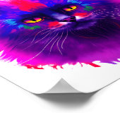 オリジナル カラフル ペイント 猫 アート ポスター (角)