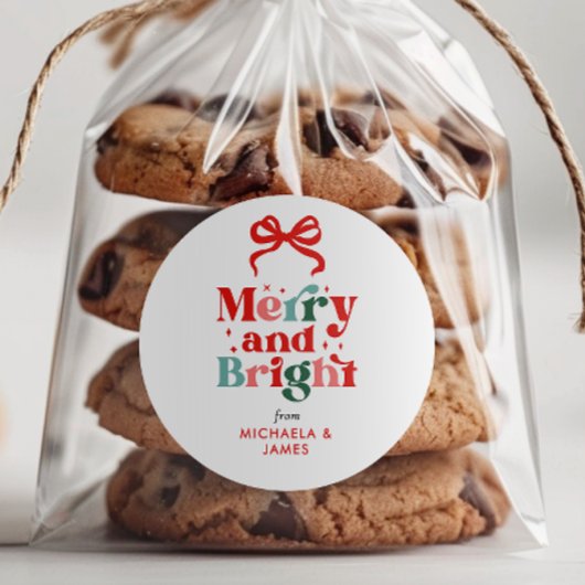 オリジナル カラフル メリー & ブライト クリスマス/ホリデー ラウンドシール