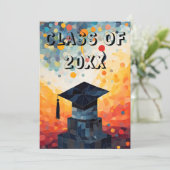 オリジナル カラフル 卒業おめでとう 招待状 (スタンド正面)