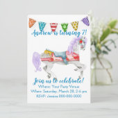 オリジナル カルーセル 馬 お誕生日 招待状 (スタンド正面)