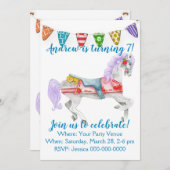 オリジナル カルーセル 馬 お誕生日 招待状 (正面/裏面)