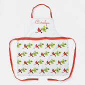 オリジナル カーディナル 鳥 プリント 全面 エプロン (正面)