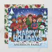 オリジナル カートゥーン ファミリー ホリデー カード (正面/裏面)