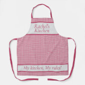 オリジナル キッチン オリジナル ルール 赤い格子柄 個人用エプロン エプロン (正面)
