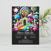 オリジナル キャンディ ワンダーランド 誕生日 招待状 (スタンド正面)