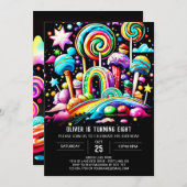 オリジナル キャンディ ワンダーランド 誕生日 招待状 (正面/裏面)