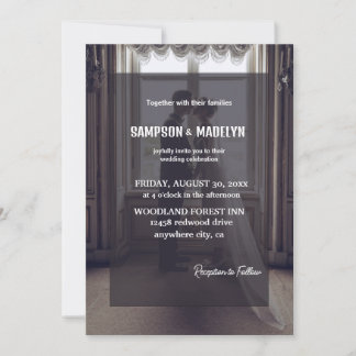 オリジナル クラシック スクリプト フォト ウェディング 招待状