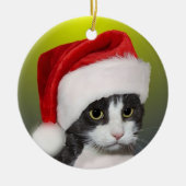 オリジナル クリスマスソング タキシード猫 フォト セラミックオーナメント (正面)