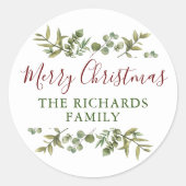 オリジナル クリスマス グリーン ファミリー  ラウンドシール (正面)