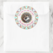 オリジナル クリスマス スター ウィンター グレー フォト グリーティング ラウンドシール (バッグ)