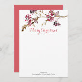 オリジナル クリスマス 便箋 ボタニカル ベリー 招待状 (正面/裏面)