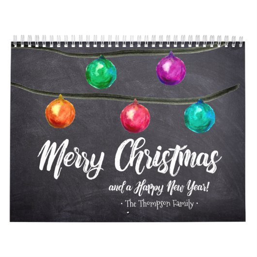 オリジナル クリスマス 水彩 月間 フォト カレンダー (カバー)