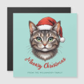 オリジナル クリスマス 猫 サンタ帽 磁石 カード (正面/裏面)