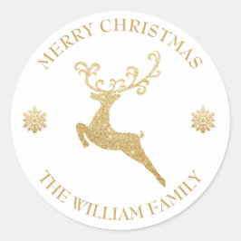 オリジナル グリッター ゴールド ジンジャー プレゼントに楽しいクリスマス ラウンドシール